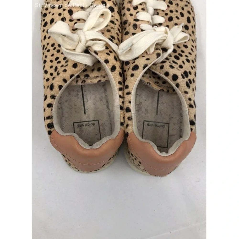 Dolce Vita Beige Cheetah Print Cow Hair Espadrille Sneaker Casual Shoe Women 9